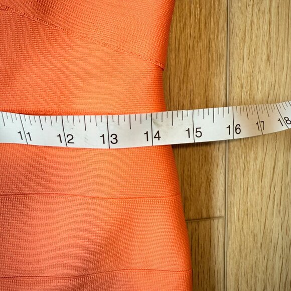 🧡 Coral Reef Bandage Dress | Double V Bodycon | Medium - Picture 10 of 11
